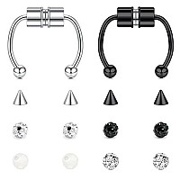 Jforyou Fake Septum Fake Nose Ring Fake Nose Septum Ring Non Piercing Faux Septum Horseshoe Barbell With Replacement Balls