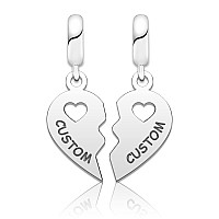 Queencharms Custom Heart Love Mom Mother Daughter Son Best Friends Charm Dangle Beads Charms For Bracelets Silver