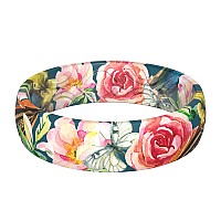 Thunderfit Silicone Wedding Bands For Women Printed Design 55Mm Width 18Mm Thick Boho Flowers Size 885 1850Mm