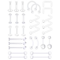 Modrsa 20G Clear Nose Studs Clear Nose Rings For Work Plastic Nose Rings For Surgery Clear Earrings Clear Cartilage Earrings Stu