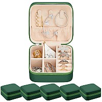 6 Pcs Travel Jewelry Caseorganizer Small Jewelry Box For Bridesmaid Gift Mini Storage Box Green