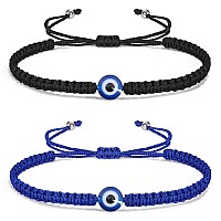 Vibilia 2 Pcs Evil Eye Bracelets For Women Men Handmade Braided Kabbalah Good Luck Bracelet Rope Cord Thread Friendship Bracelet