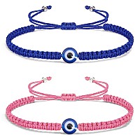 Vibilia 2 Pcs Evil Eye Bracelets For Women Men Handmade Braided Kabbalah Good Luck Bracelet Rope Cord Thread Friendship Bracelet