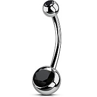 Oufer Titanium Belly Button Rings Internally Threaded 14Mm Long Belly Ring Round Cz Navel Rings For Women Men Black Cz