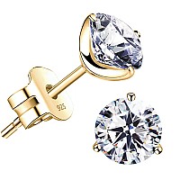 Stunning Flame 18K Gold Plated Silver Brilliant Cut Simulated Diamond Cubic Zirconia Stud Earringsyellowgoldplatedsilver5