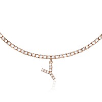 Rose Gold Initial Necklaces For Women 14K Rose Gold Plated Tennis Chain Necklace Cubic Zirconia Initial Tennis Necklace Bling