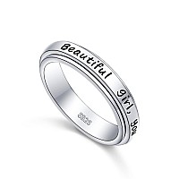 S925 Sterling Silver Spinner Fidget Rings For Anxiety Stress Boredom Relieveing Adhd Autism Band Jewelry For Women Teens Size 8