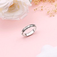 S925 Sterling Silver Spinner Fidget Rings For Anxiety Stress Boredom Relieveing Adhd Autism Band Jewelry For Women Teens Size 8