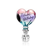 Valgacls Happy Birthday Hot Air Balloon Charm For Bracelets Necklace 925 Sterling Silver Charms Valentines Day Mothers Day J