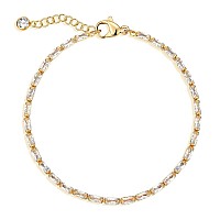 Mevecco Bracelet For Women Gold Tennis Chain Baguette Zirconia Cut Faux Diamond 14K Gold Plated Dainty Simple Jewelry Cute For G