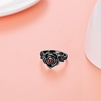 Black Rose Flower Cremation Urn Ring Holds Loved Ones Ashes 925 Sterling Silver Always In My Heart Cremation Keepsake Ring Memor