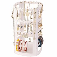 Cq Acrylic 360 Rotating Earring Holder Organizer Clear Jewelry Displays Dangle Earinging Rack Necklace Bracelet Carousel Tree To