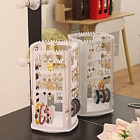 Cq Acrylic 360 Rotating Earring Holder Organizer Clear Jewelry Displays Dangle Earinging Rack Necklace Bracelet Carousel Tree To