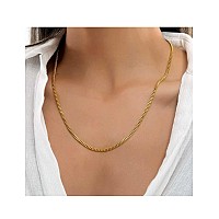 Waitsoul 925 Sterling Silver Cuban Chain Lobster Clasp 4Mm 18K Gold Over Cuban Link Curb Chain Necklace For Women Men Diamond Cu