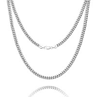 Waitsoul 925 Sterling Silver Cuban Chain Lobster Clasp 4Mm Silver Cuban Link Curb Chain Necklace For Women Men Diamond Cut 1630