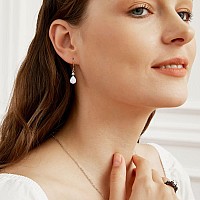 925 Sterling Silver Created White Fire Opal Birthstone Teardrop Earrings Drop Dangly Earring Leverback Hypoallergenic Jewelry Fo