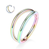 Cartilage Hoop Earrings Rainbow Helix Piercing Jewelry 16G Double Open Stacked Septum Rings Cartilage Rings 316L Surgical Steel