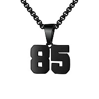 Number Necklaces Personalized Necklaces Black Initial Number Pendant Stainless Steel Chain Movement Necklaces For Men Women 85