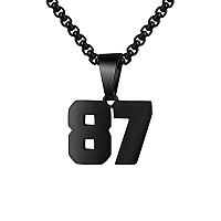 Number Necklaces Personalized Necklaces Black Initial Number Pendant Stainless Steel Chain Movement Necklaces For Men Women 87