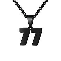 Number Necklaces Personalized Necklaces Black Initial Number Pendant Stainless Steel Chain Movement Necklaces For Men Women 77