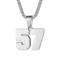 Number Necklaces Personalized Necklaces Silver Initial Number Pendant Stainless Steel Chain Movement Necklaces For Men Women 57