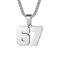 Number Necklaces Personalized Necklaces Silver Initial Number Pendant Stainless Steel Chain Movement Necklaces For Men Women 67