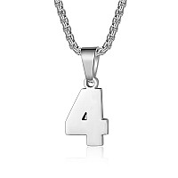 Number Necklaces Personalized Necklaces Silver Initial Number Pendant Stainless Steel Chain Movement Necklaces For Men Women 4