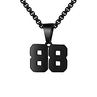 Number Necklaces Personalized Necklaces Black Initial Number Pendant Stainless Steel Chain Movement Necklaces For Men Women 88