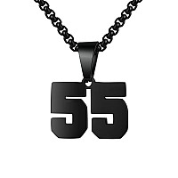 Number Necklaces Personalized Necklaces Black Initial Number Pendant Stainless Steel Chain Movement Necklaces For Men Women 55