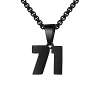 Number Necklaces Personalized Necklaces Black Initial Number Pendant Stainless Steel Chain Movement Necklaces For Men Women 71