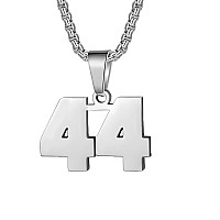 Number Necklaces Personalized Necklaces Silver Initial Number Pendant Stainless Steel Chain Movement Necklaces For Men Women 44