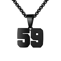 Number Necklaces Personalized Necklaces Black Initial Number Pendant Stainless Steel Chain Movement Necklaces For Men Women 59