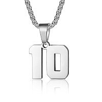 Number Necklaces Personalized Necklaces Silver Initial Number Pendant Stainless Steel Chain Movement Necklaces For Men Women 10