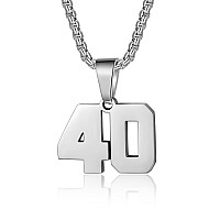 Number Necklaces Personalized Necklaces Silver Initial Number Pendant Stainless Steel Chain Movement Necklaces For Men Women 40