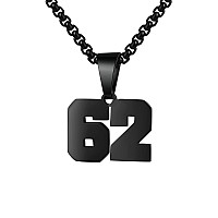 Number Necklaces Personalized Necklaces Black Initial Number Pendant Stainless Steel Chain Movement Necklaces For Men Women 62