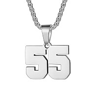 Number Necklaces Personalized Necklaces Silver Initial Number Pendant Stainless Steel Chain Movement Necklaces For Men Women 55