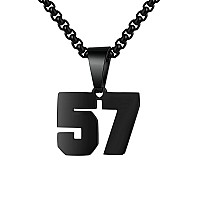 Number Necklaces Personalized Necklaces Black Initial Number Pendant Stainless Steel Chain Movement Necklaces For Men Women 57