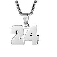 Number Necklaces Personalized Necklaces Silver Initial Number Pendant Stainless Steel Chain Movement Necklaces For Men Women 24