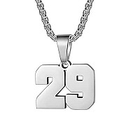 Number Necklaces Personalized Necklaces Silver Initial Number Pendant Stainless Steel Chain Movement Necklaces For Men Women 29