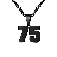 Number Necklaces Personalized Necklaces Black Initial Number Pendant Stainless Steel Chain Movement Necklaces For Men Women 75