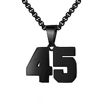 Number Necklaces Personalized Necklaces Black Initial Number Pendant Stainless Steel Chain Movement Necklaces For Men Women 45