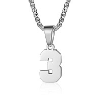 Number Necklaces Personalized Necklaces Silver Initial Number Pendant Stainless Steel Chain Movement Necklaces For Men Women 3