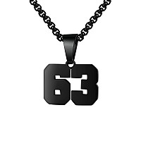 Number Necklaces Personalized Necklaces Black Initial Number Pendant Stainless Steel Chain Movement Necklaces For Men Women 63