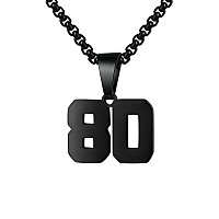 Number Necklaces Personalized Necklaces Black Initial Number Pendant Stainless Steel Chain Movement Necklaces For Men Women 80