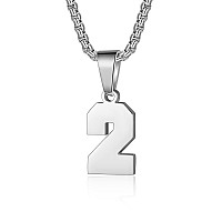 Number Necklaces Personalized Necklaces Silver Initial Number Pendant Stainless Steel Chain Movement Necklaces For Men Women 2