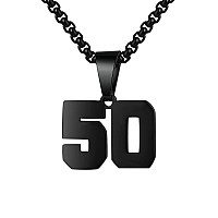 Number Necklaces Personalized Necklaces Black Initial Number Pendant Stainless Steel Chain Movement Necklaces For Men Women 50