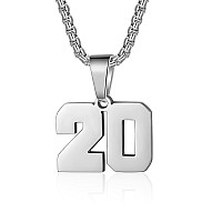 Number Necklaces Personalized Necklaces Silver Initial Number Pendant Stainless Steel Chain Movement Necklaces For Men Women 20