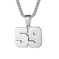 Number Necklaces Personalized Necklaces Silver Initial Number Pendant Stainless Steel Chain Movement Necklaces For Men Women 59