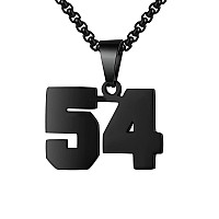 Number Necklaces Personalized Necklaces Black Initial Number Pendant Stainless Steel Chain Movement Necklaces For Men Women 54