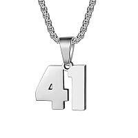 Number Necklaces Personalized Necklaces Silver Initial Number Pendant Stainless Steel Chain Movement Necklaces For Men Women 41